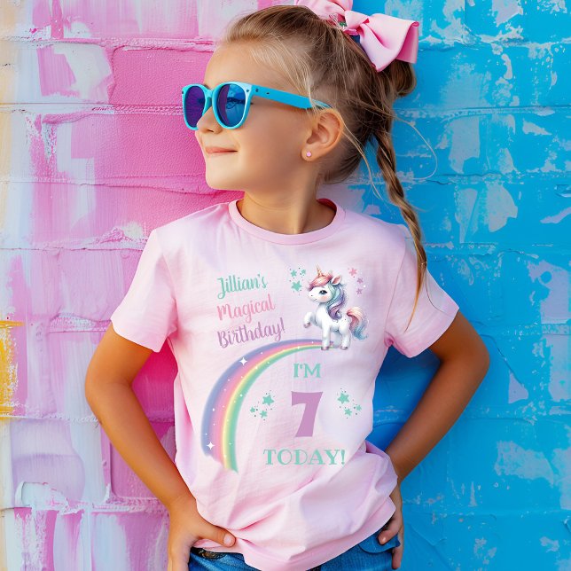Camiseta Cumpleaños Mágico de Unicornio chica (Unicorn magical Birthday Shirt, with matching mom's shirt available)