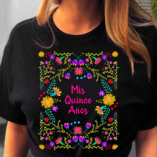 Camiseta Cumpleaños mexicano del rosa del negro de la