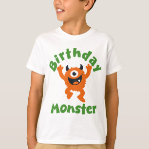 Camiseta Cumpleaños Monstruo Naranja Fiesta