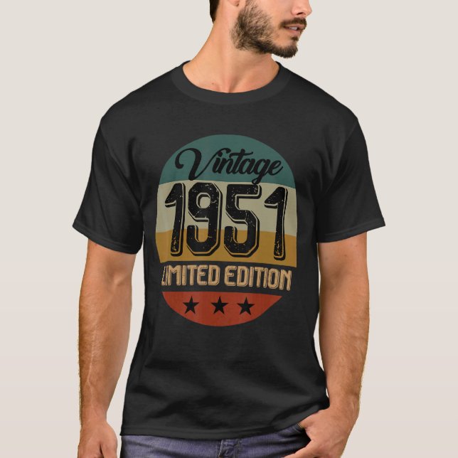 Camiseta Cumpleaños Nacido En 1951 Vintage (Anverso)