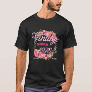Camiseta Cumpleaños Nacido En Febrero De 1978 Flores