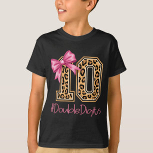 Camiseta Cumpleaños niña de diez años lazo coqueta leopardo