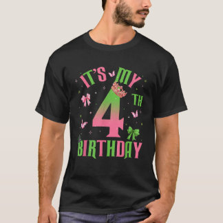 Camiseta Cumpleaños Niña Es Mi 4º Cumpleaños Bruja Rosa Y