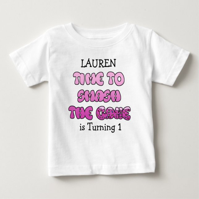 Camiseta Cumpleaños Niña, nombre y edad, Tarta de  (Anverso)