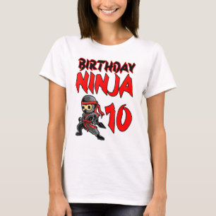 Camiseta Cumpleaños Ninja 10.º Karate de la Fiesta de Cumpl