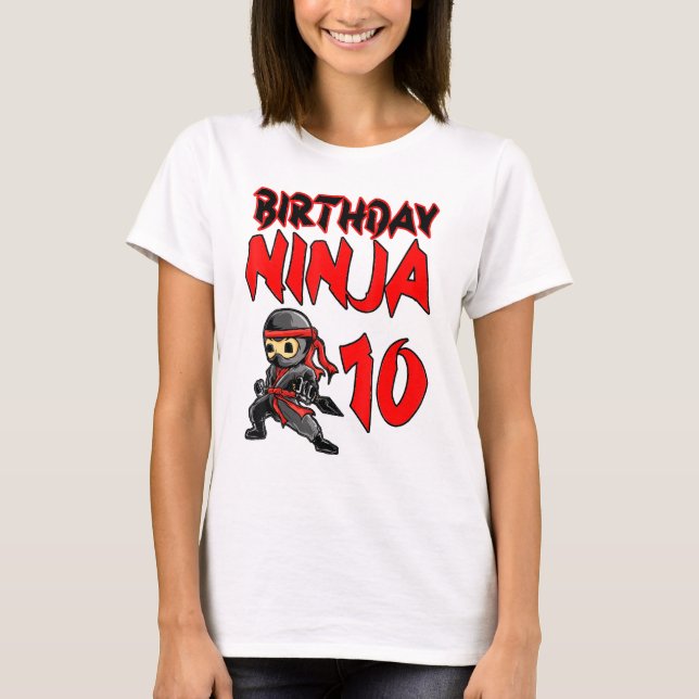Camiseta Cumpleaños Ninja 10.º Karate de la Fiesta de Cumpl (Anverso)