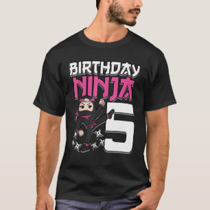 Camiseta Cumpleaños Ninja 5 Chica Shinobi Rosa Tema 5 B-Da