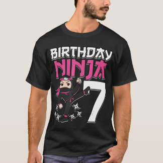 Camiseta Cumpleaños Ninja 7 Chica Shinobi Rosa Tema 7 B-Da