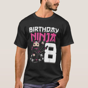 Camiseta Cumpleaños Ninja 8 Chica Shinobi Rosa Tema 8 B Da