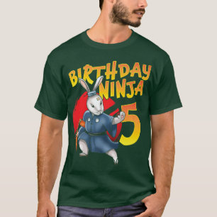 Camiseta Cumpleaños Ninja Bunny 5 años Quinto cumpleaños Na