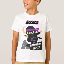 Camiseta Cumpleaños Ninja Personalizado Nombre Púrpura