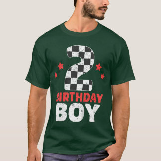 Camiseta Cumpleaños Niño 2 Dos Bandera de Carreras Cumpleañ