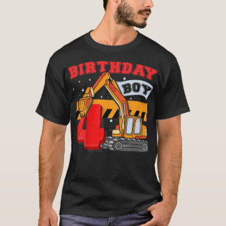 Camiseta Cumpleaños Niño 4 Años Excavadora Constructor Cons
