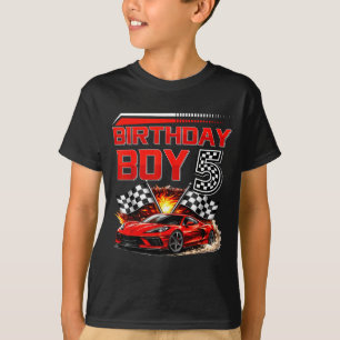 Camiseta Cumpleaños niño 5 años coche de carreras 5 cumplea