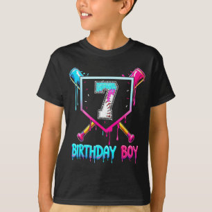 Camiseta Cumpleaños Niño 7 Años Béisbol Helado Goteo 7º Bi