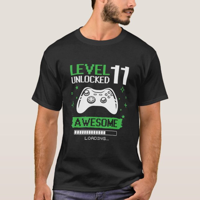 Camiseta Cumpleaños Niño Nivel 11 Videojuego desbloqueado C (Anverso)