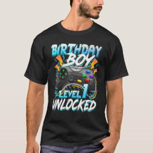 Camiseta Cumpleaños Niño Nivel 1 Videojuego desbloqueado Cu