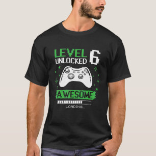 Camiseta Cumpleaños Niño Nivel 6 Videojuego desbloqueado Cu