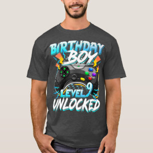 Camiseta Cumpleaños Niño Nivel 9 Videojuego desbloqueado Cu