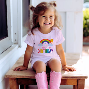 Camiseta Cumpleaños Niños Arcoíris Colorido Sol