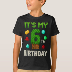 Camiseta Cumpleaños Nivel 6 Pixelado Niños Jugadores Arte D