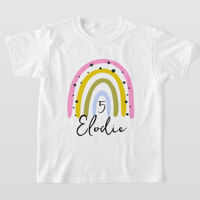 Camiseta Cumpleaños Nombre Personalizado Número Arcoíris Pe (Distribución)