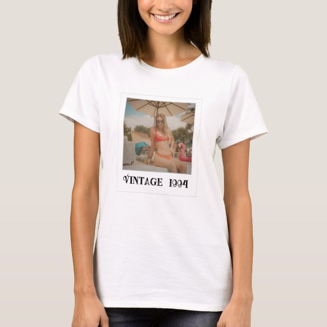 Camiseta Cumpleaños Nostálgico con Foto y Año Vintage (Anverso)