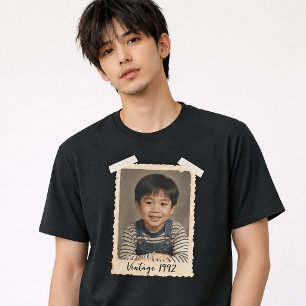 Camiseta Cumpleaños Nostálgico con Foto y Año Vintage Perso