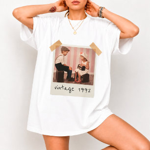 Camiseta Cumpleaños Nostálgico con Foto y Año Vintage Perso