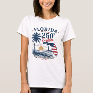 Camiseta Cumpleaños número 250 de Estados Unidos Tropical c