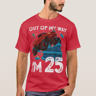 Camiseta Cumpleaños número 25 Niño Camión Monstruo Fuera de