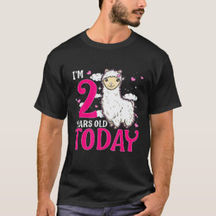 Camiseta Cumpleaños número 2 de niñas Llama Fiesta Rosa Inf