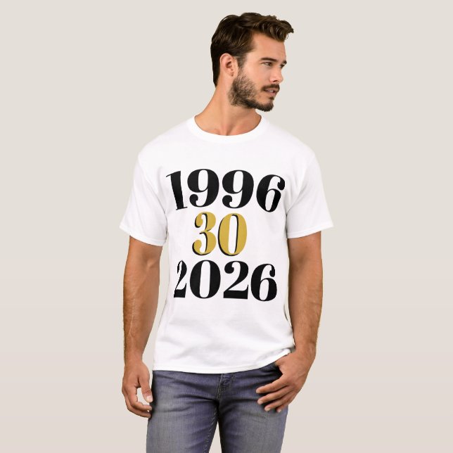 Camiseta Cumpleaños número 30 Vintage 1996 (Anverso completo)