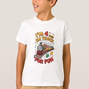 Camiseta Cumpleaños número 4 en el tren Kids Tee Choo Choo