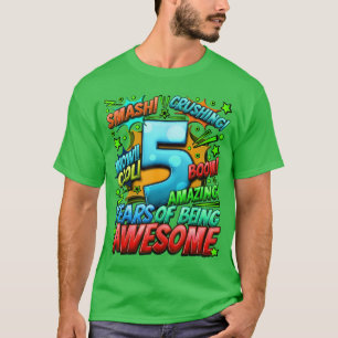 Camiseta Cumpleaños número 5 al estilo de cómic Impresionan
