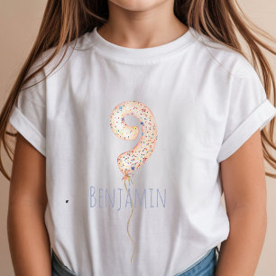 Camiseta Cumpleaños número 9 con globos Fiesta de cumpleaño