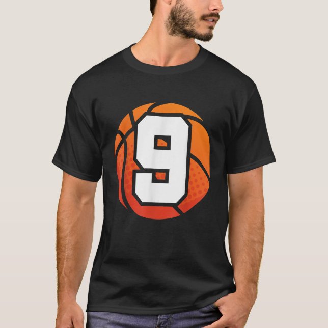 Camiseta Cumpleaños número 9 del baloncesto para los nueve  (Anverso)