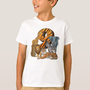 Camiseta Cumpleaños número 9 León, Tigre, Elefante, Cebra
