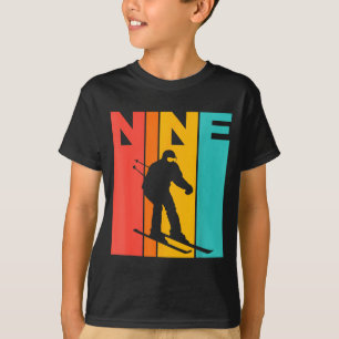 Camiseta cumpleaños número 9 retro esquí cumpleaños niños d