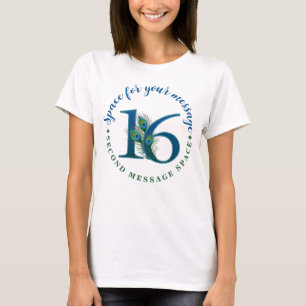 Camiseta Cumpleaños o aniversario número 16 con plumas de p