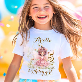 Camiseta Cumpleaños pastel de flor silvestre de hada de fan