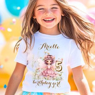Camiseta Cumpleaños pastel de flor silvestre de hada de fan