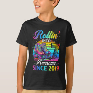 Camiseta Cumpleaños Patinaje Sobre Ruedas 7ª Niña Rodando E