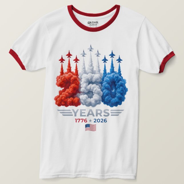 Camiseta Cumpleaños Patriótico 250 Años (Anverso del diseño)