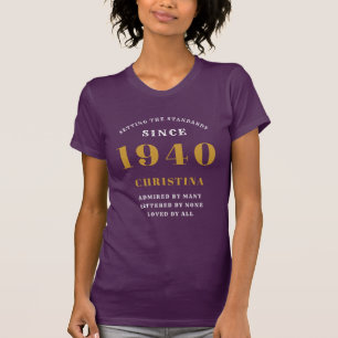 Camiseta Cumpleaños Personalizado 1940 Moda Purple Gold Cut