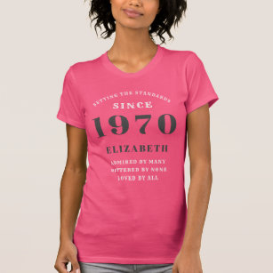 Camiseta Cumpleaños Personalizado 1970 Añade tu Nombre Rosa