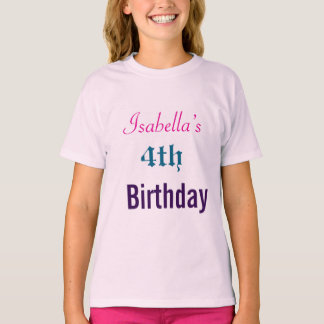 Camiseta Cumpleaños personalizado con letra cursiva rosa mo