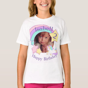 Camiseta Cumpleaños personalizado del unicornio de la foto