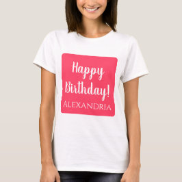 Camiseta Cumpleaños Personalizado Moderno Rosa Feliz Cumple
