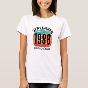 Camiseta Cumpleaños Personalizado Septiembre 1986 Edición L